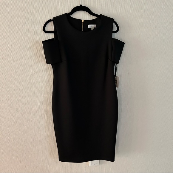 Calvin Klein cold shoulder black sheath women’s dress size 12 CD 7M114R - Picture 1 of 10